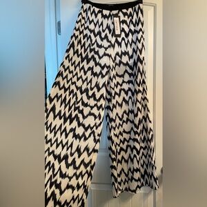 Ark & Co Black and Cream Wide Leg Pants